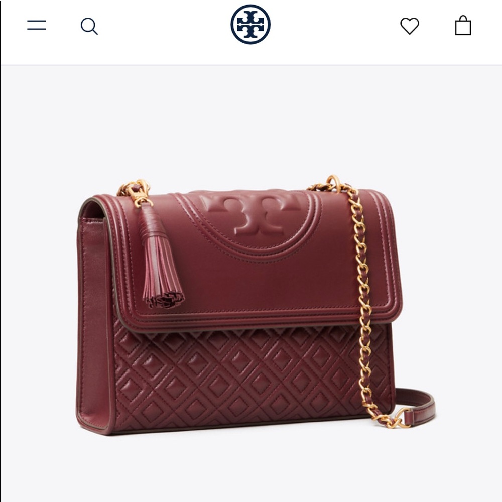 Tory Burch Burgandy Large Fleming Crossbody
